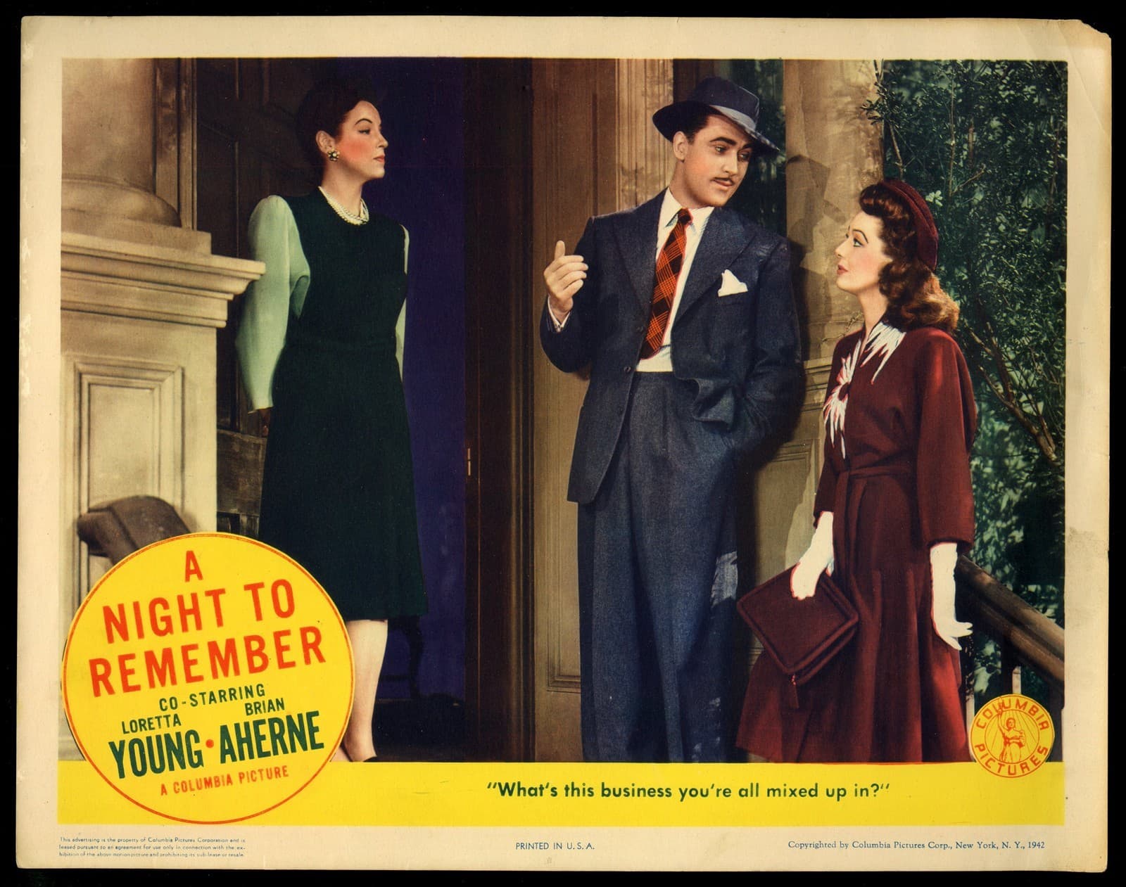 A Night to Remember 1942 Lobby Card 11 x 14" Loretta Young Brian Aherne *AL416