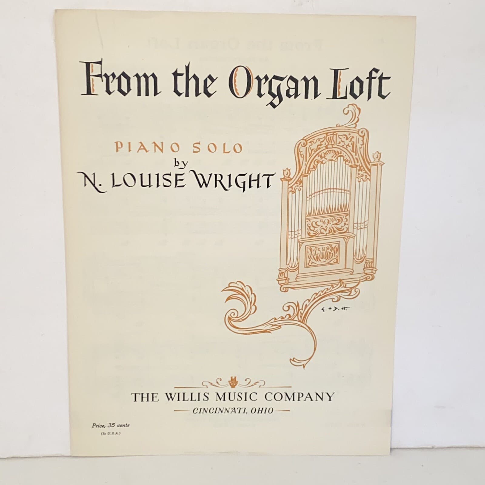 Vintage 1954 From The Organ Loft Piano Solo Sheet Music by N Louise Wright