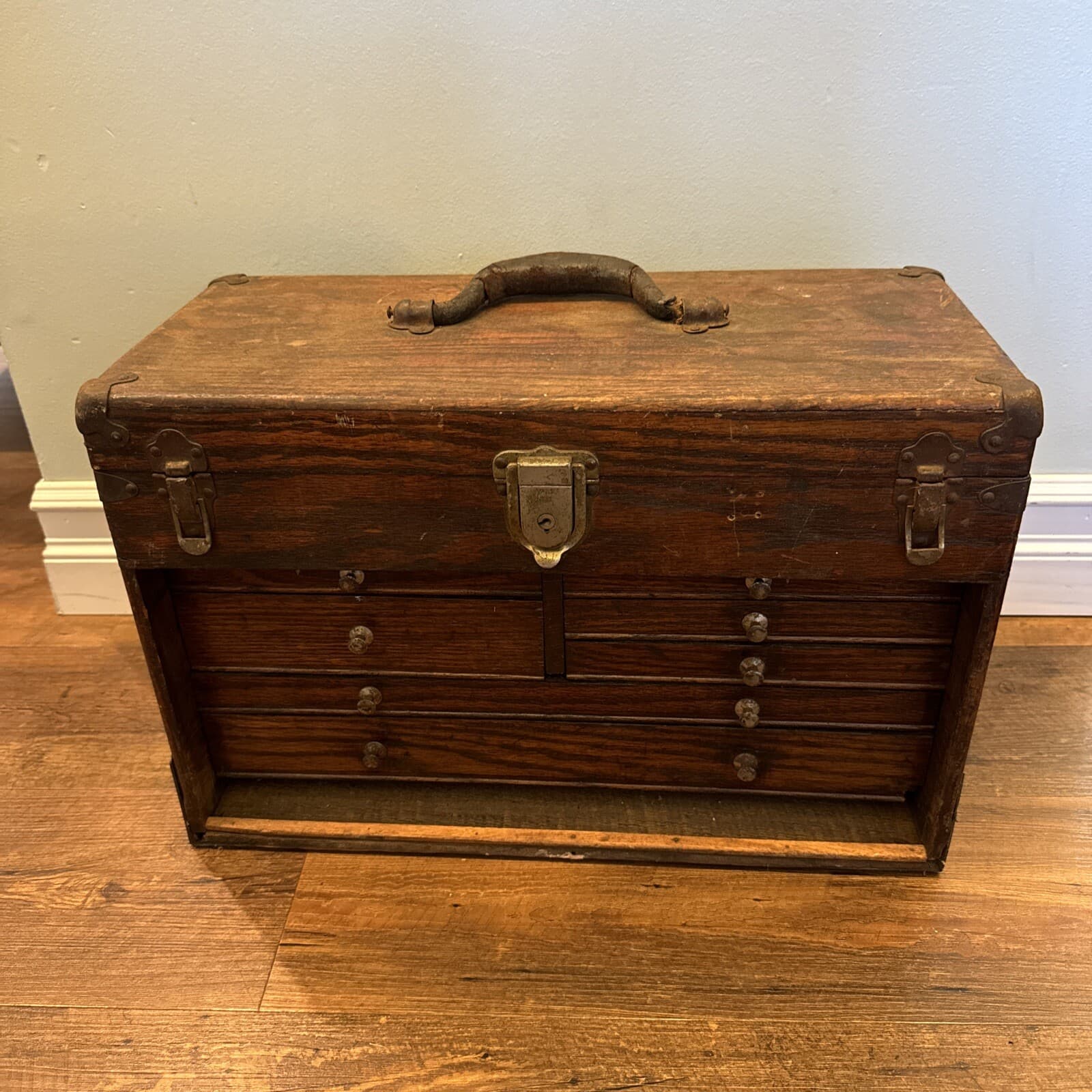 7 Drawer Machinist Tool Box Gerstner Yale Lock 5 Latch Top Vintage Old Antique