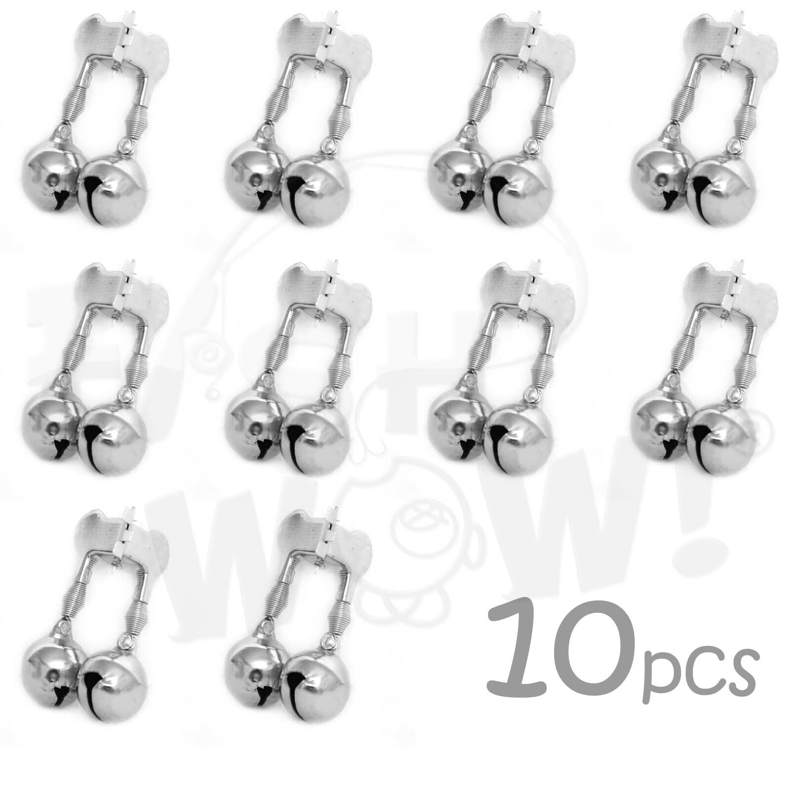 10pcs Fishing Alarm Dual Alert Double Bells Rings with Clamp Clips Fish WOW! FW
