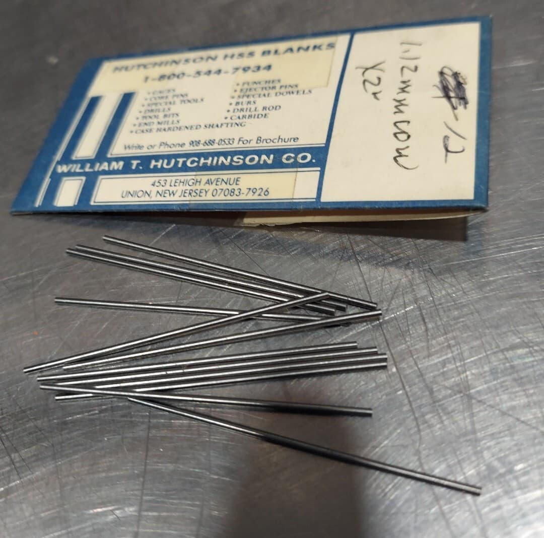 Lot Of 12 - USA Hutchinson 1.12mm x 2" Low Drill Blank Reamer Pin Gage