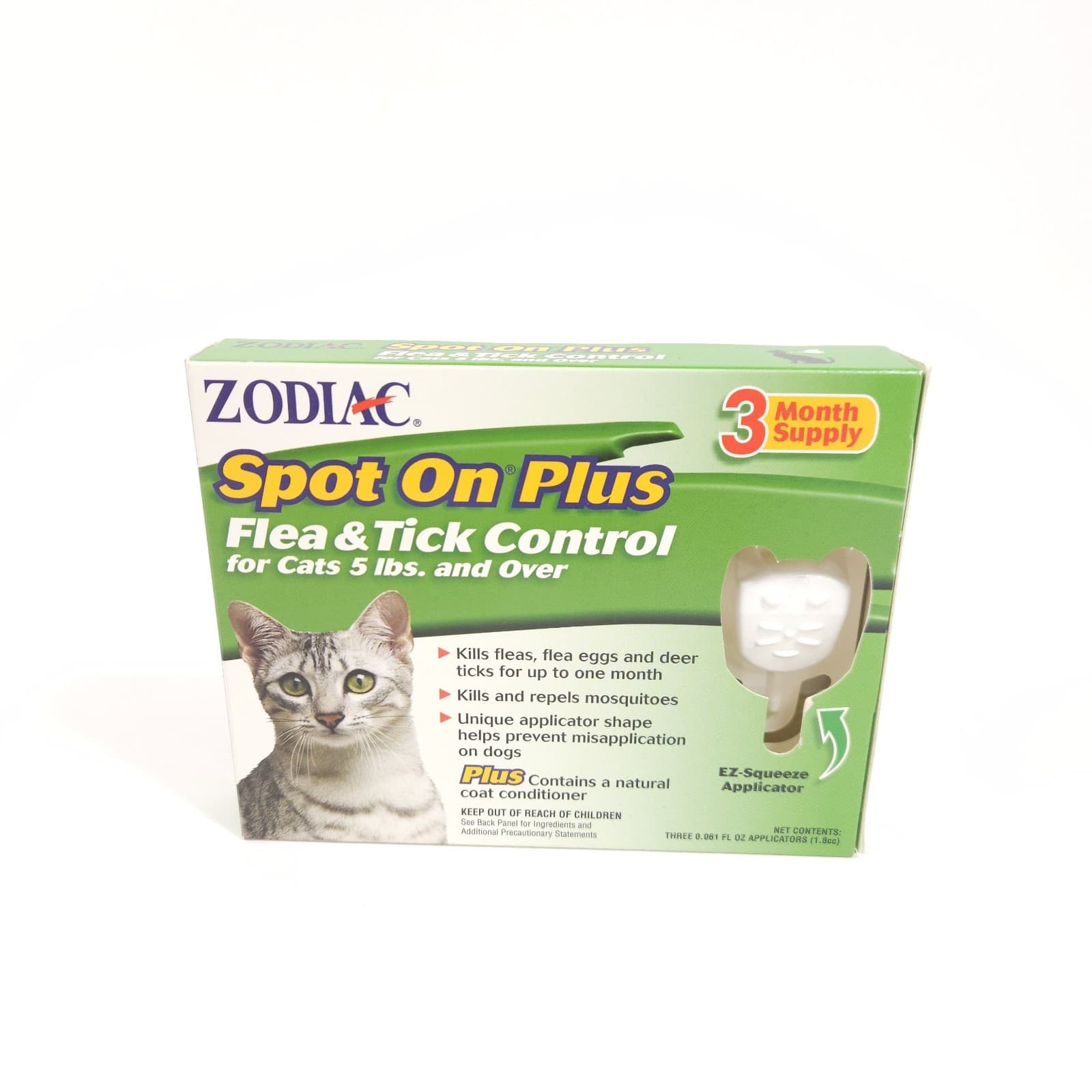 Zodiac Spot On Plus Flea & Tick Control For Cats 5 lbs And Over 3 Month Supply