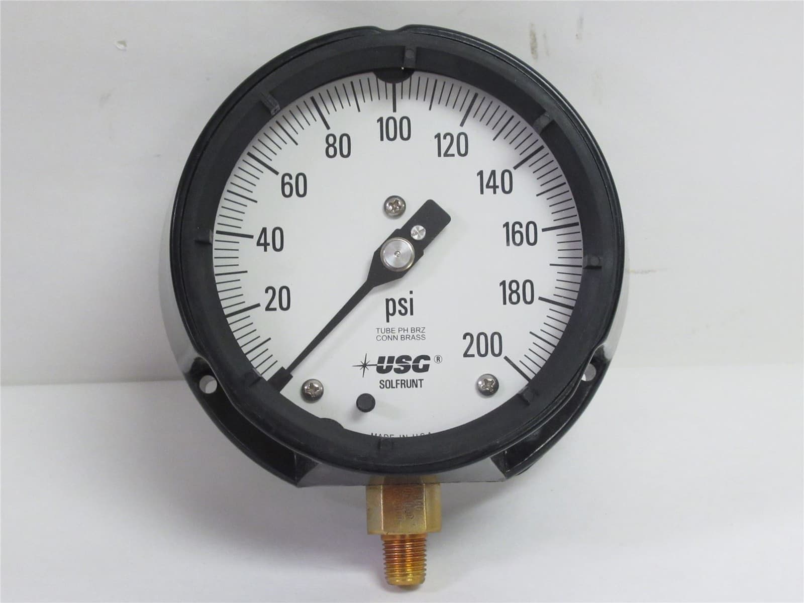 231248 New-No Box; Metek 1980L Pressure Gauge; 200PSI;1/4" ANPT LM; 4-1/2" Dial