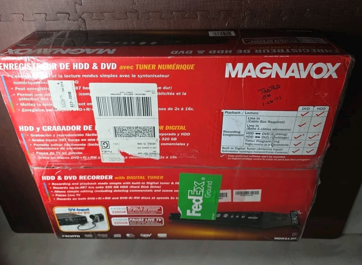 Magnavox MDR513H/F7 320GB HDD & DVD Recorder With Remote Tested Working