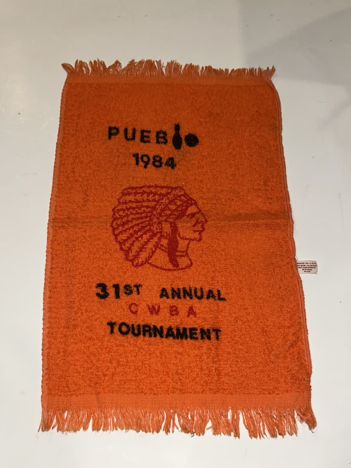 Vintage Pueblo CWBA Bowling Tournament Towel 1984 31st Annual Souvenir USA