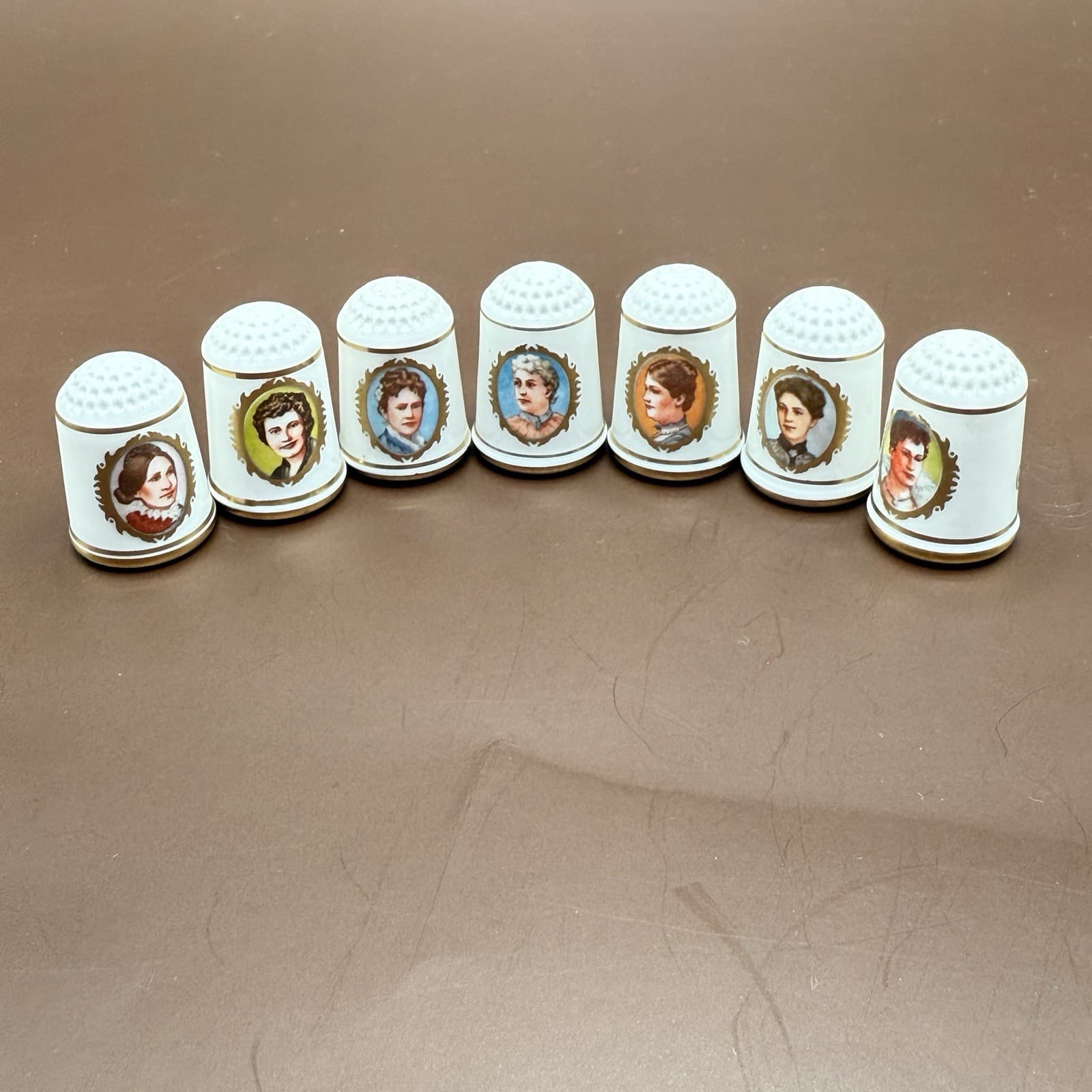 (7) Franklin Porcelain Presidential First Ladies Thimbles - After 1877