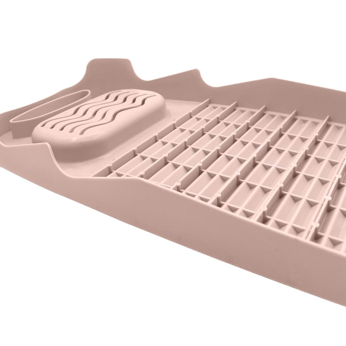 Household Washboard for Hand Laundry, Plastic Scrub Board with Soap Rack, Pink