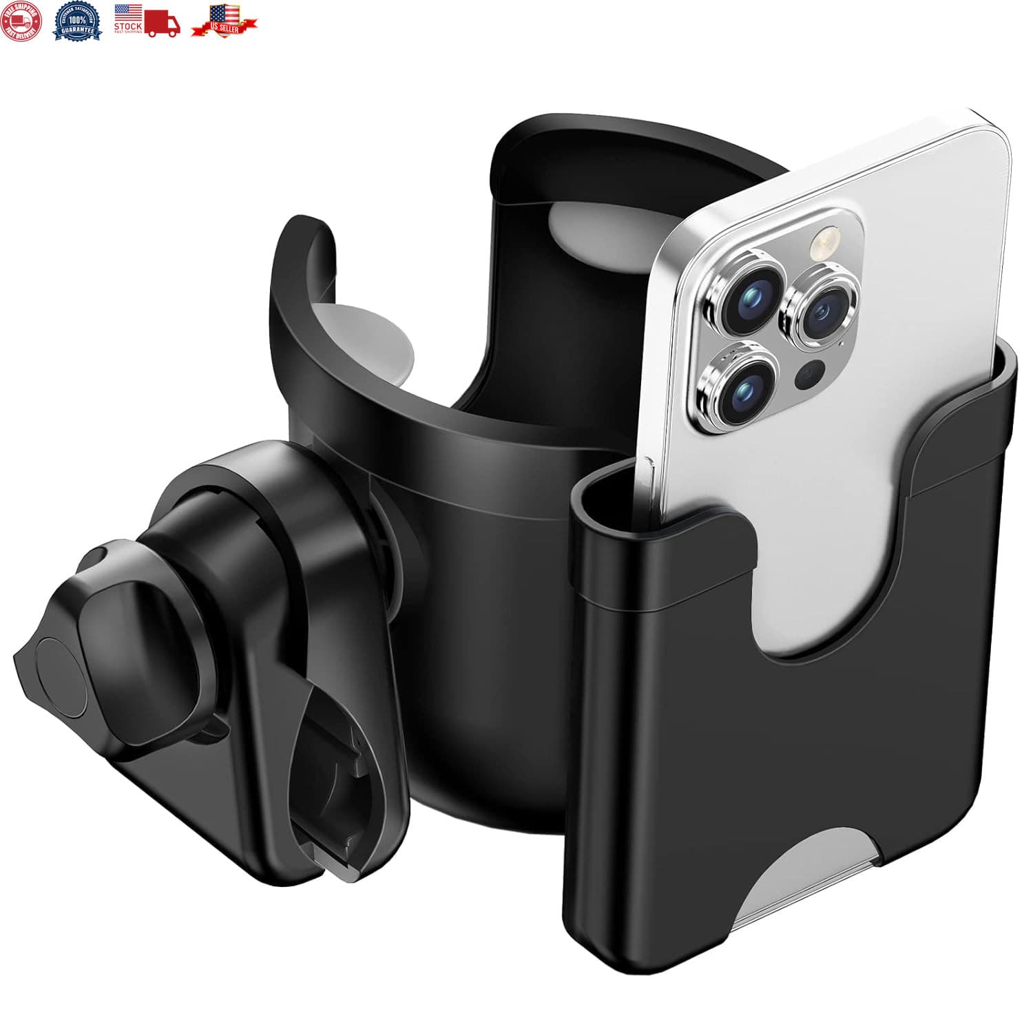 Universal Cup Bottle Phone Holder For Wheelchair Stroller Walker Bike Scooter