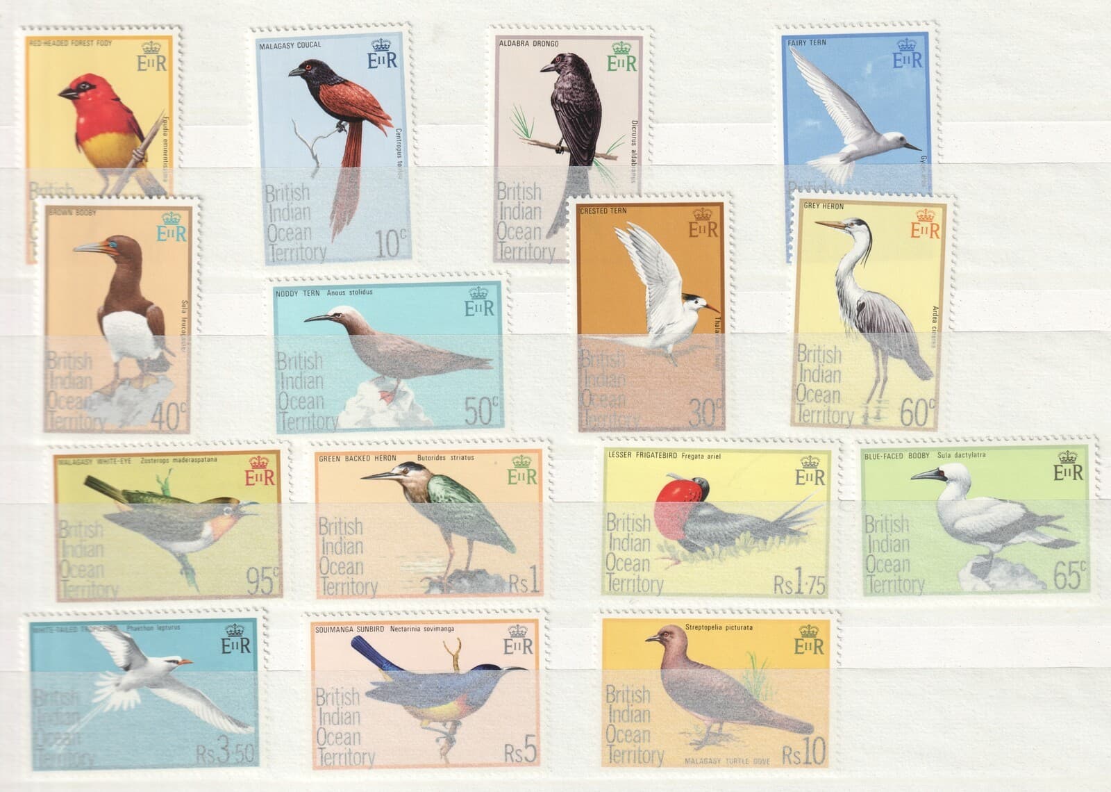 British Indian Ocean Territory Birds 1975 MNH Set QEII Stamps. SG 62 - 76. BIOT