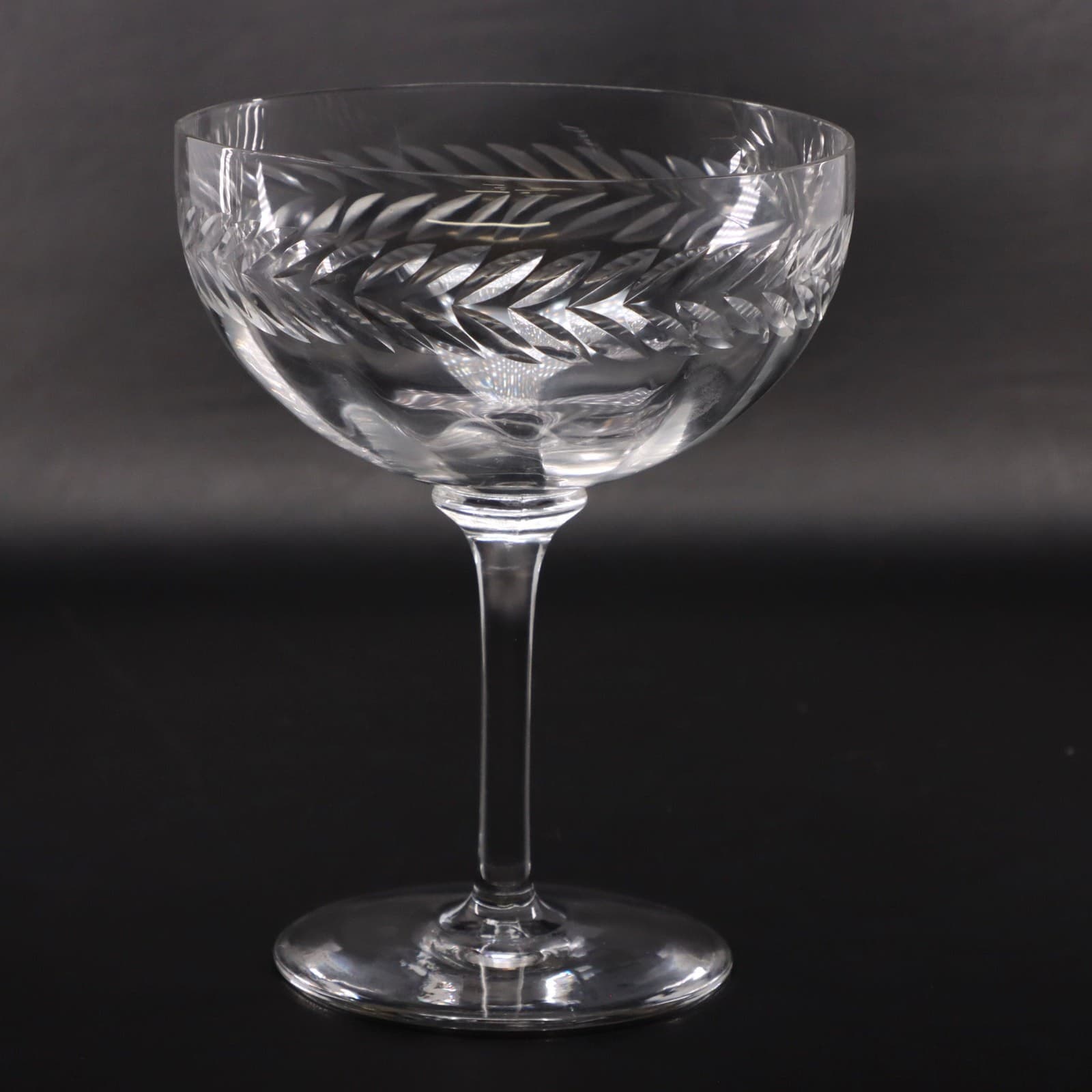 Laurel Cut Crystal Champagne Coupe Glass 6 1/2" Vintage
