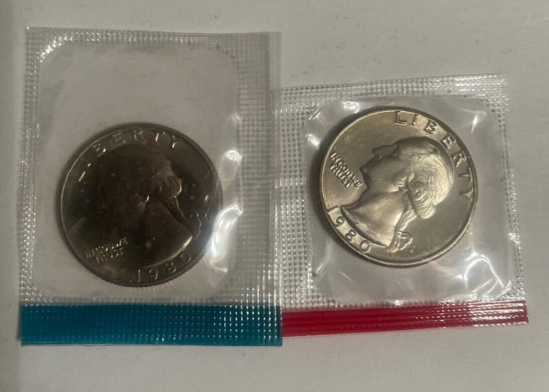 1980 Washington Quarter P&D in mint cello