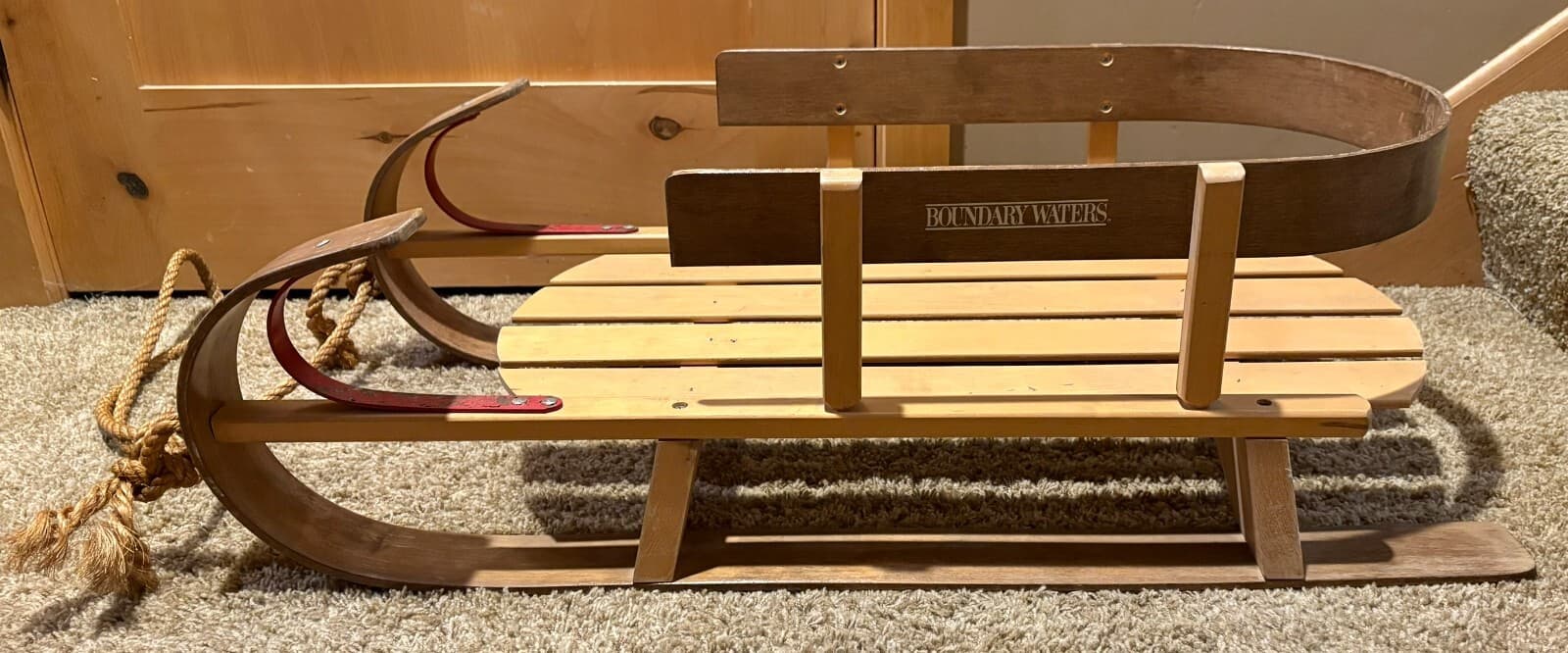 Boundary Waters vintage wood Kinder Sleigh kids childs Wooden Snow Sled