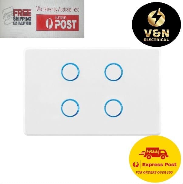 DETA White Grid Connect Smart Quad Gang Touch Light Switch S3