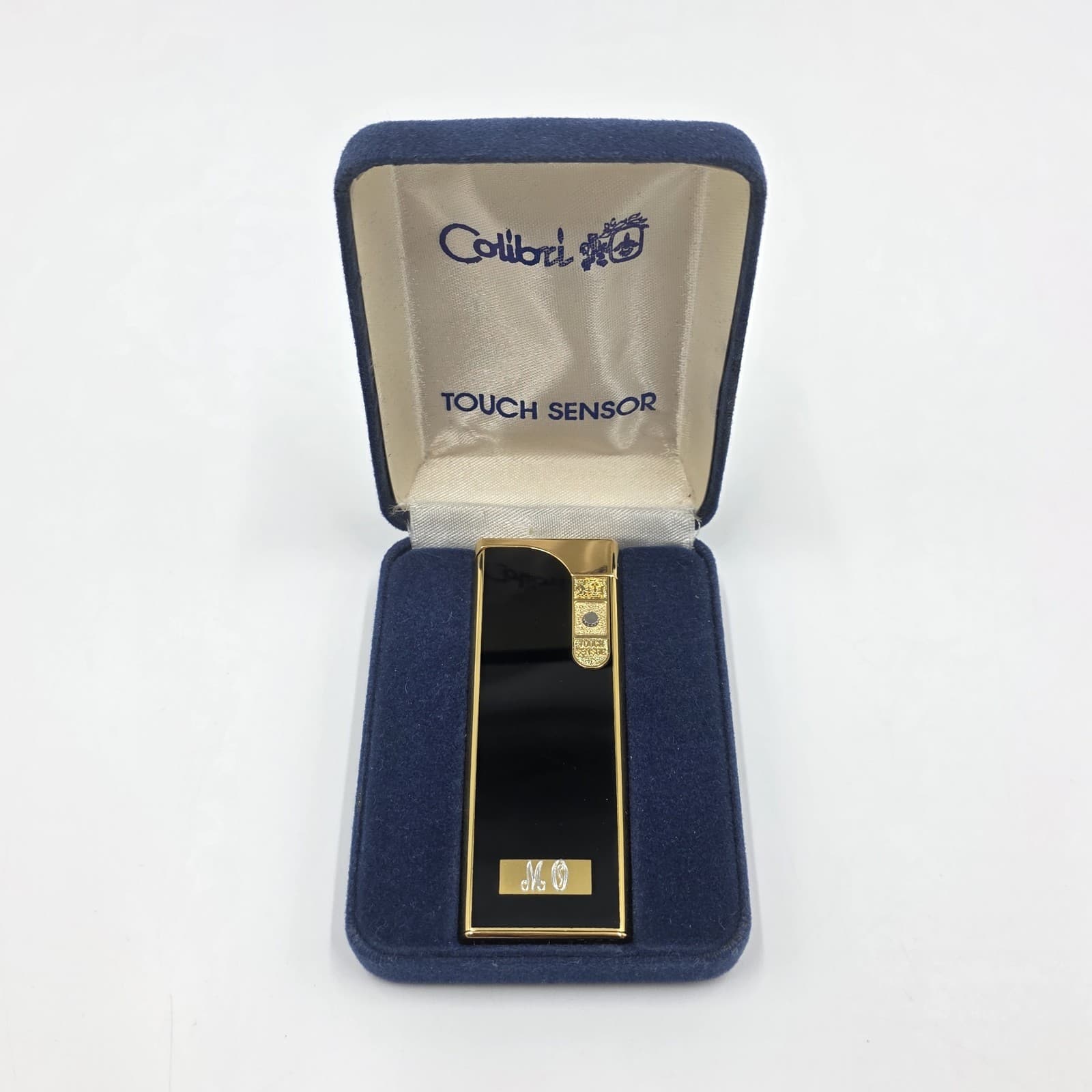Vintage Colibri Touch Sensor Lighter Black & Gold with Box and Papers Untested