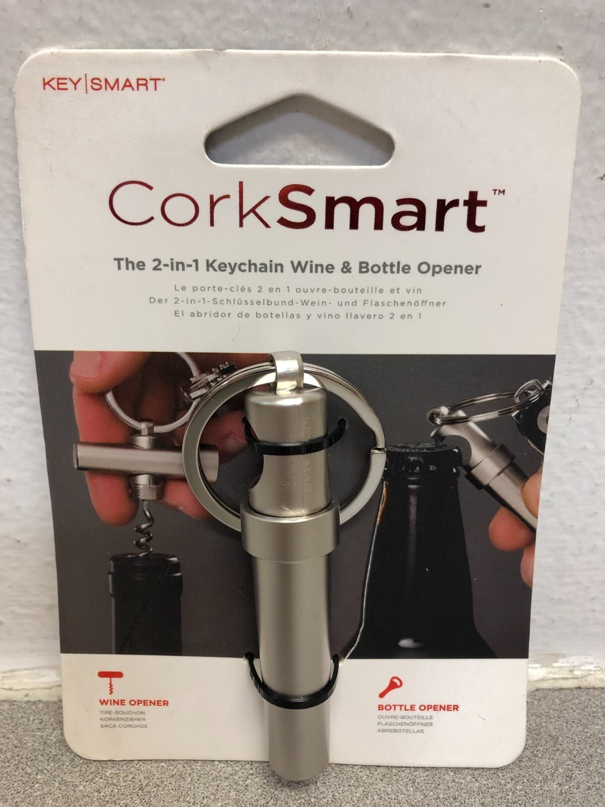 KeySmart KS821-SS CorkSmart Stainless Steel Silver Bottle Opener Keychain