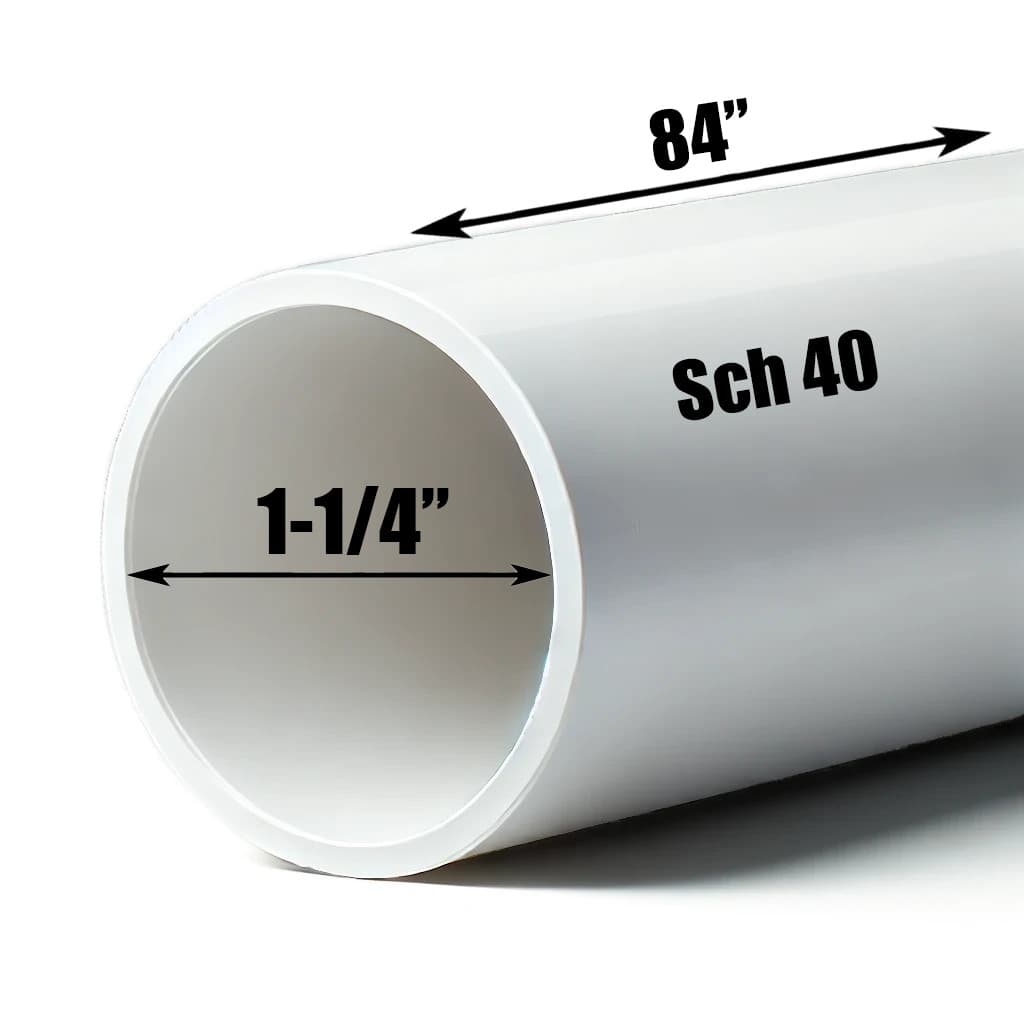 1-1/4" PVC Pipe | Schedule 40 | Custom Cut Lengths 12"-96" | Plumbing & DIY