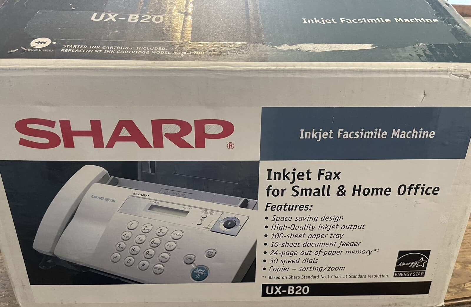 Sharp UX-B20 Inkjet Fax Machine For Small & Home Office New in Retail Box Unused
