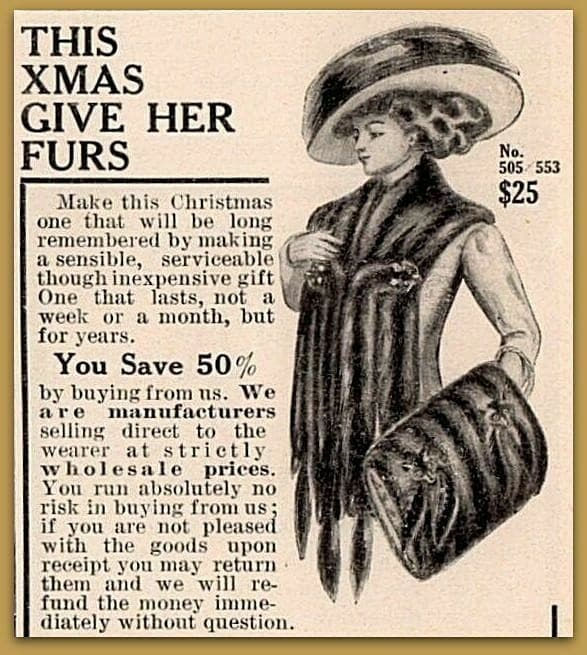 1909 Albrecht Sons Fur Fashion Alaska Fur Riviera Mink Muff Edwardian Style Ad