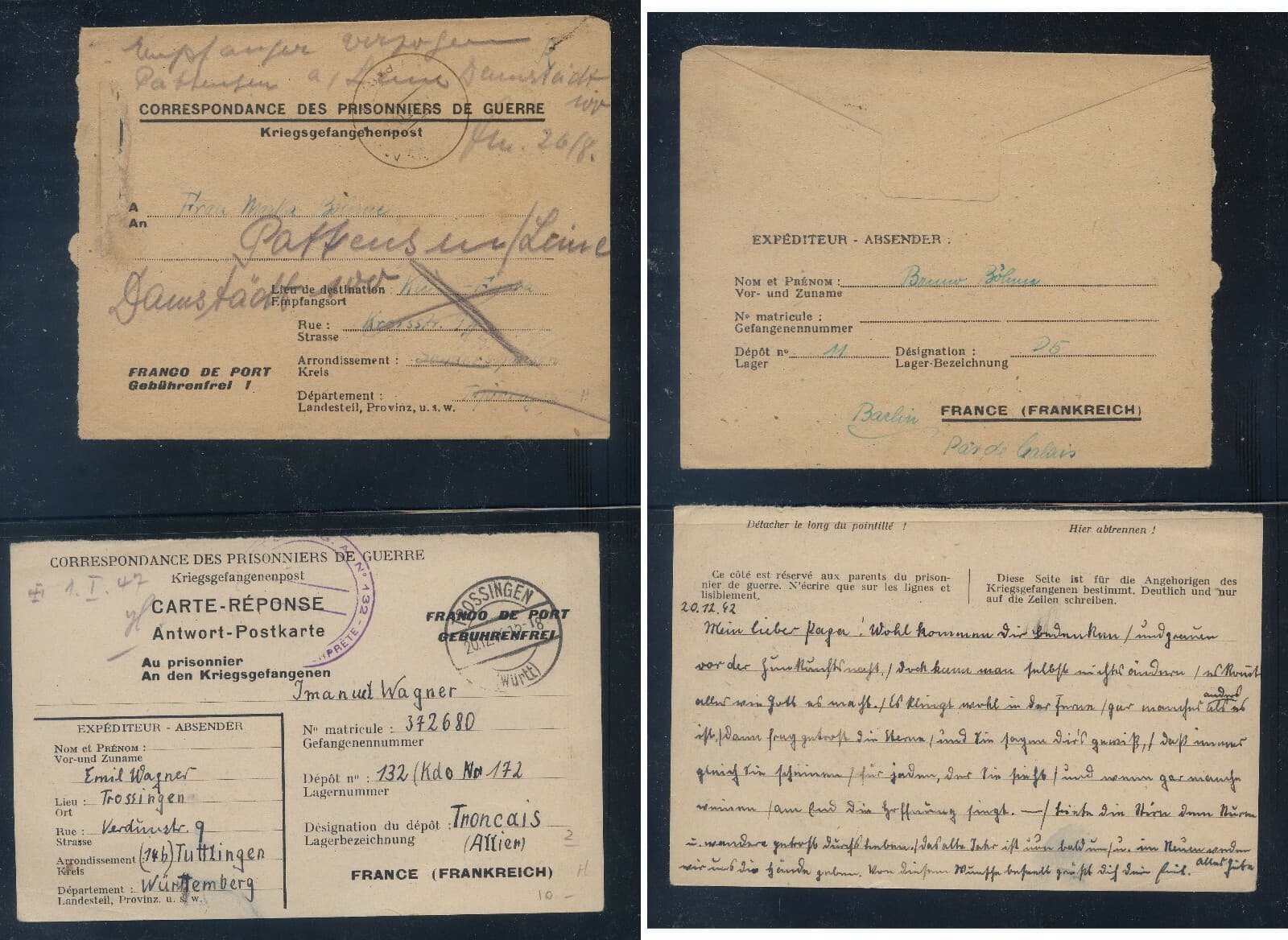 Europe 2 Prisoner of War covers WW11