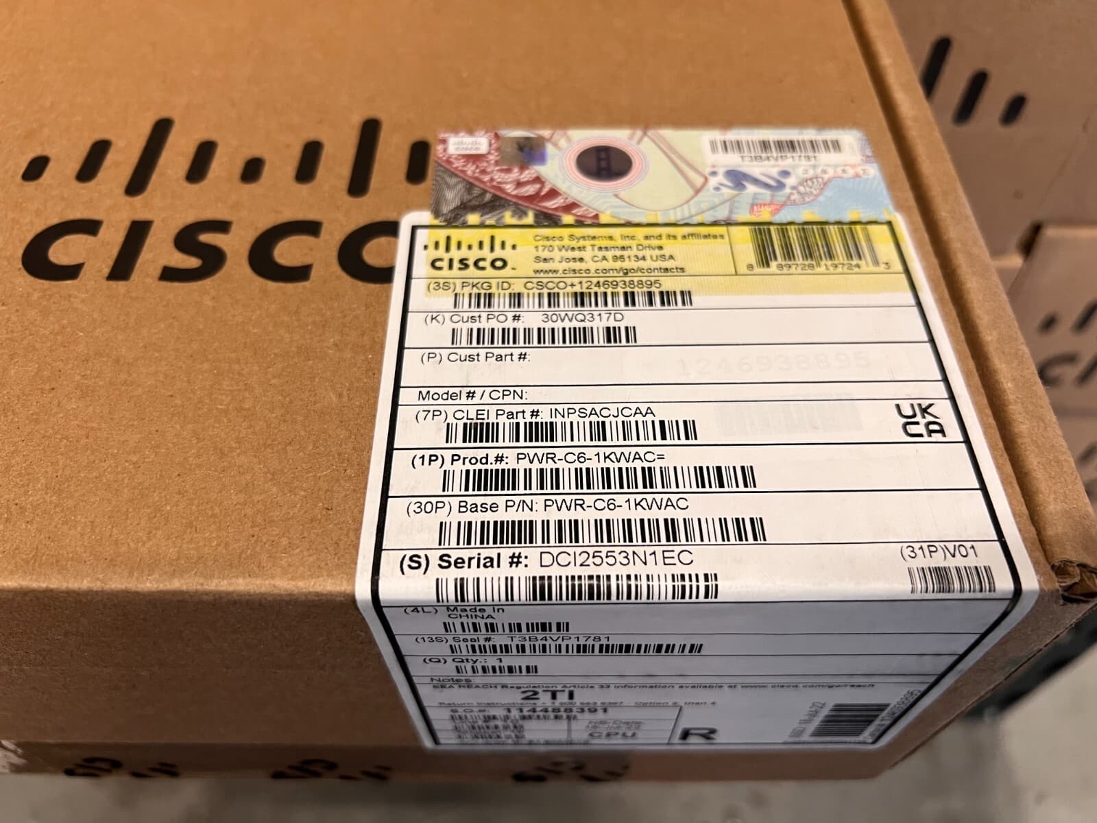 Cisco PWR-C6-1KWAC= Power supply - hot-plug (plug-in module) - 1000 WattNEW *CR