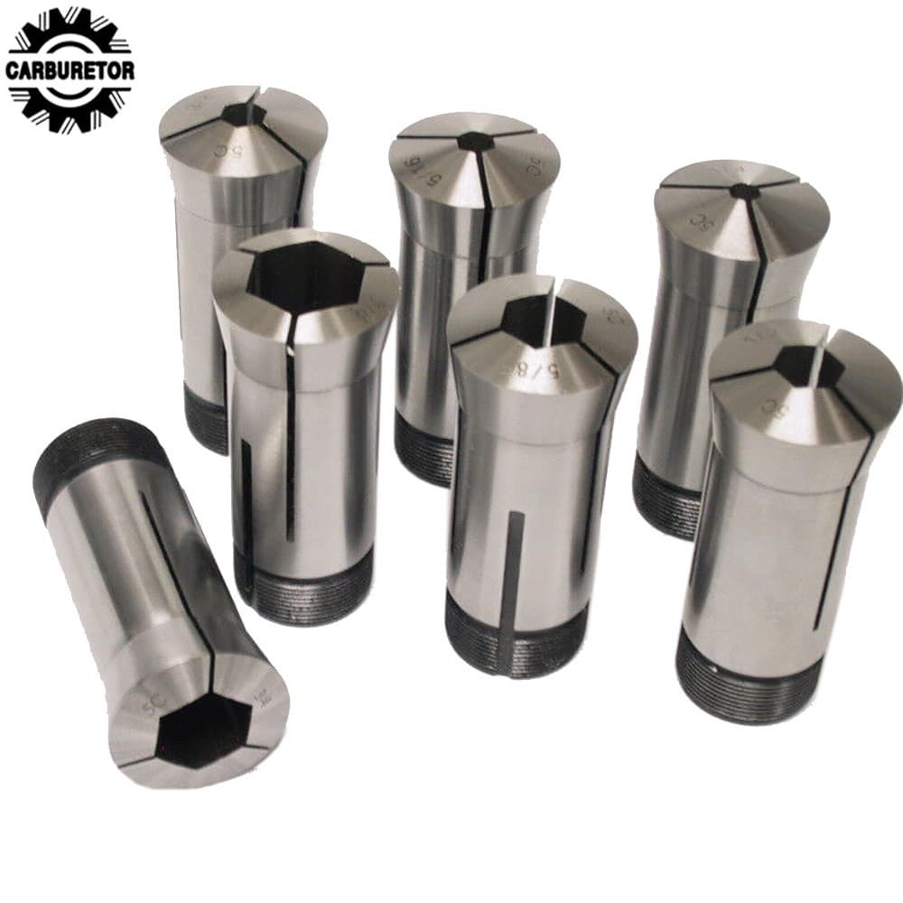 7Pcs Precision 5C Hex. Collet Set 1/4" 5/16" 3/8" 1/2" 5/8" 3/4" 7/8" TIR 0.0006
