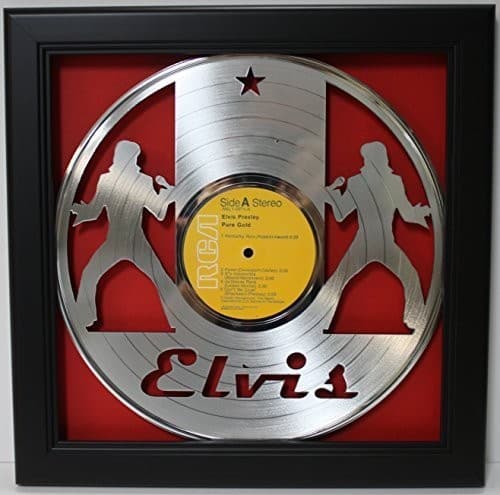 Elvis Presley Black Wood Framed Laser Cut Silver Lp Shadowbox