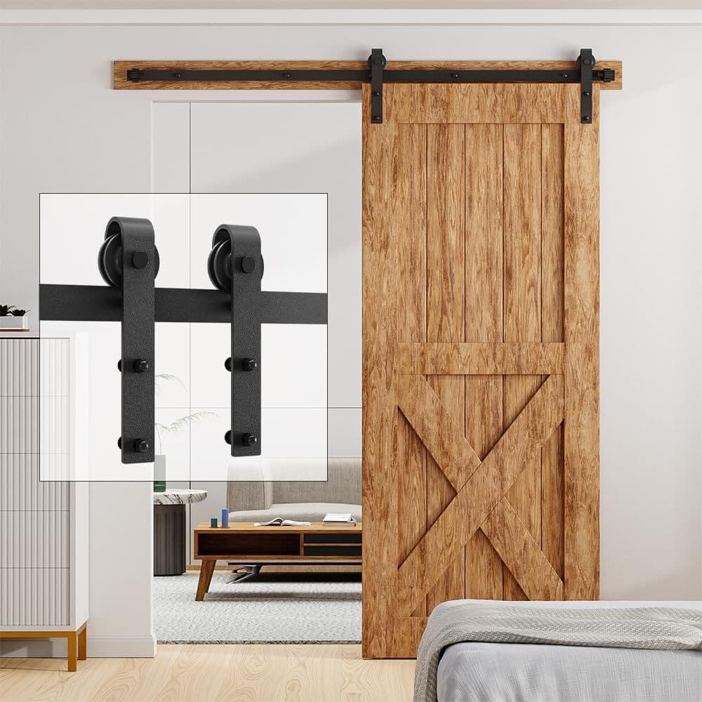 6.6FT Heavy Duty Sliding Barn Door Hardware Track Kit for One 36"-40" Wide Door