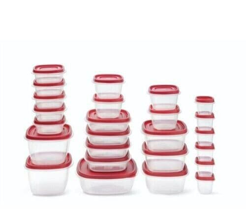 50-Piece Set Rubbermaid Food Storage Containers w/ Easy Find Lids, Vented, RED