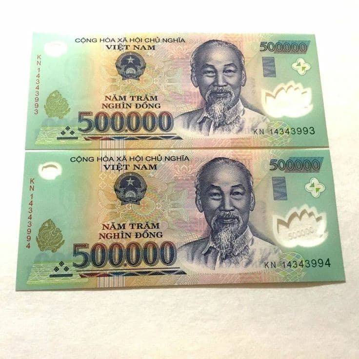 1,000,000 VIETNAM DONG 2x 500,000 BANKNOTES 1 MILLION VIETNAMESE AUTHENTIC VND