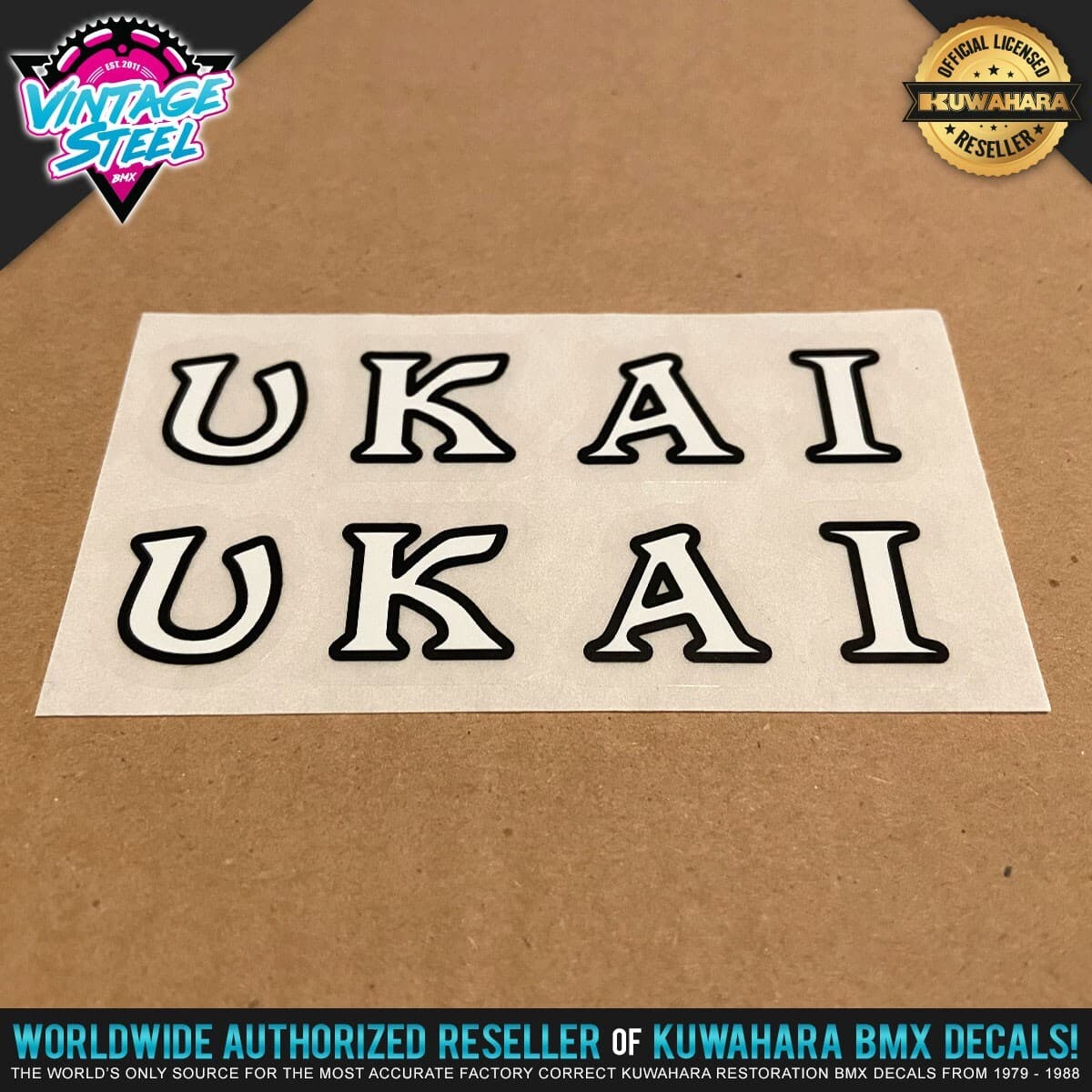 UKAI Rim / Wheel BMX Decal Stickers (1 Pair) - White *OFFICIAL LICENSED SELLER*