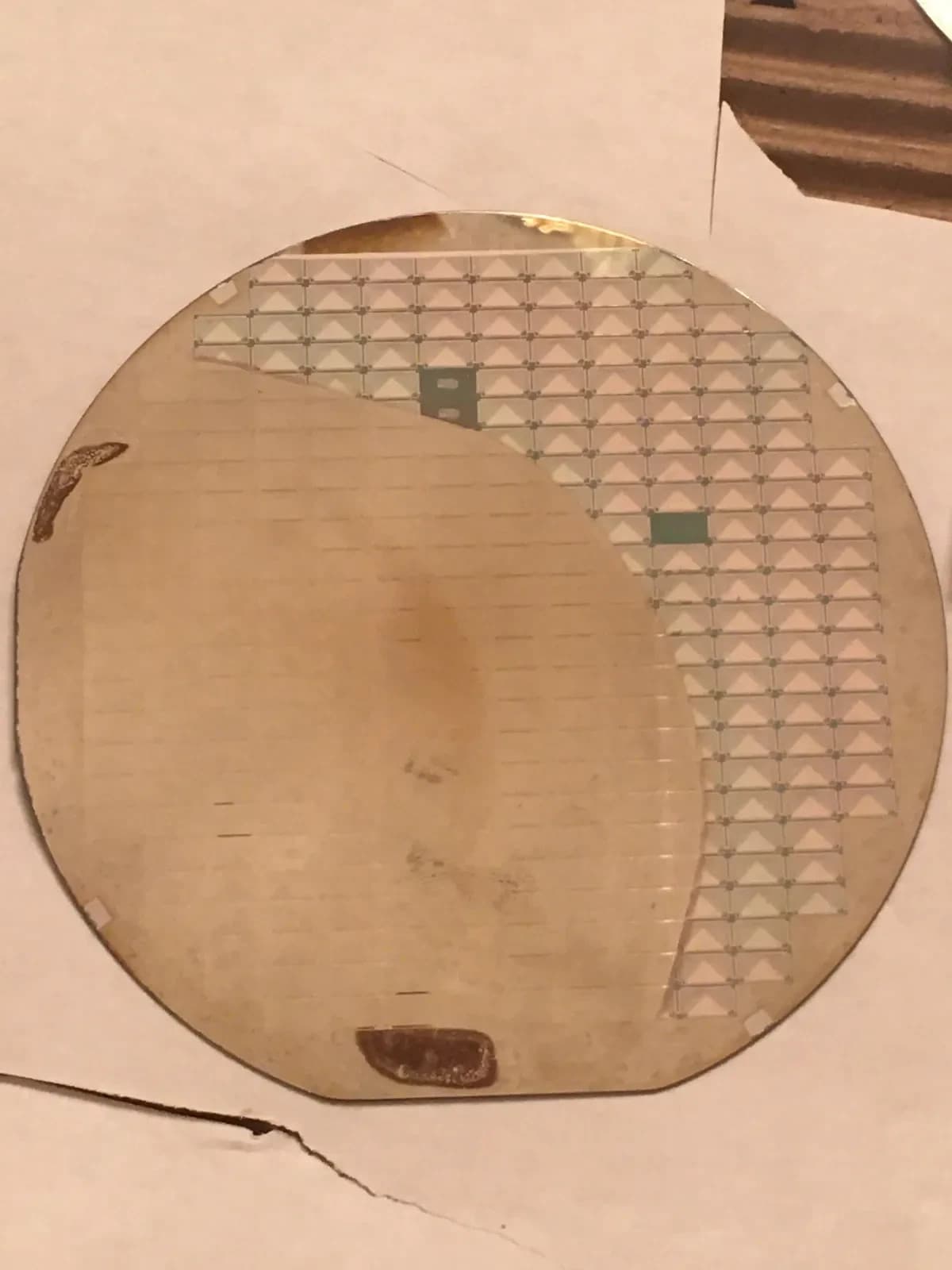 4" Golden Xerox Printer Silicon Wafer 1980s One of a Kind Vintage CPU Chip