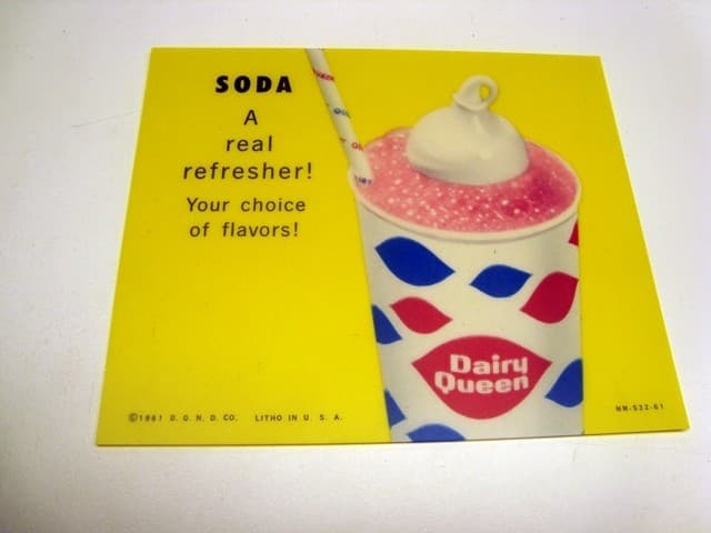 Circa 1961 Dairy Queen, DQ Lighted Sign Insert, SODA, Yellow Version