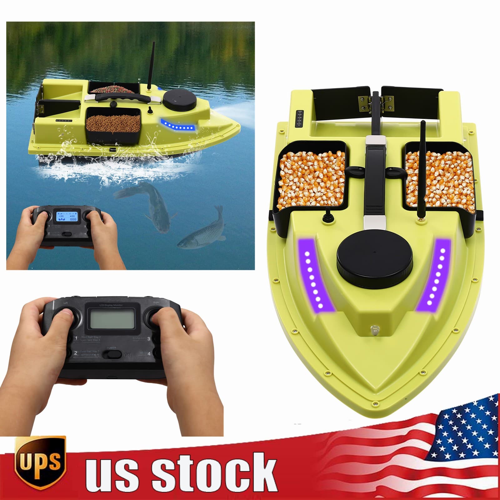 Fishing Bait Boat with GPS, 4 Compartments, Remote Control & Long Battery Life