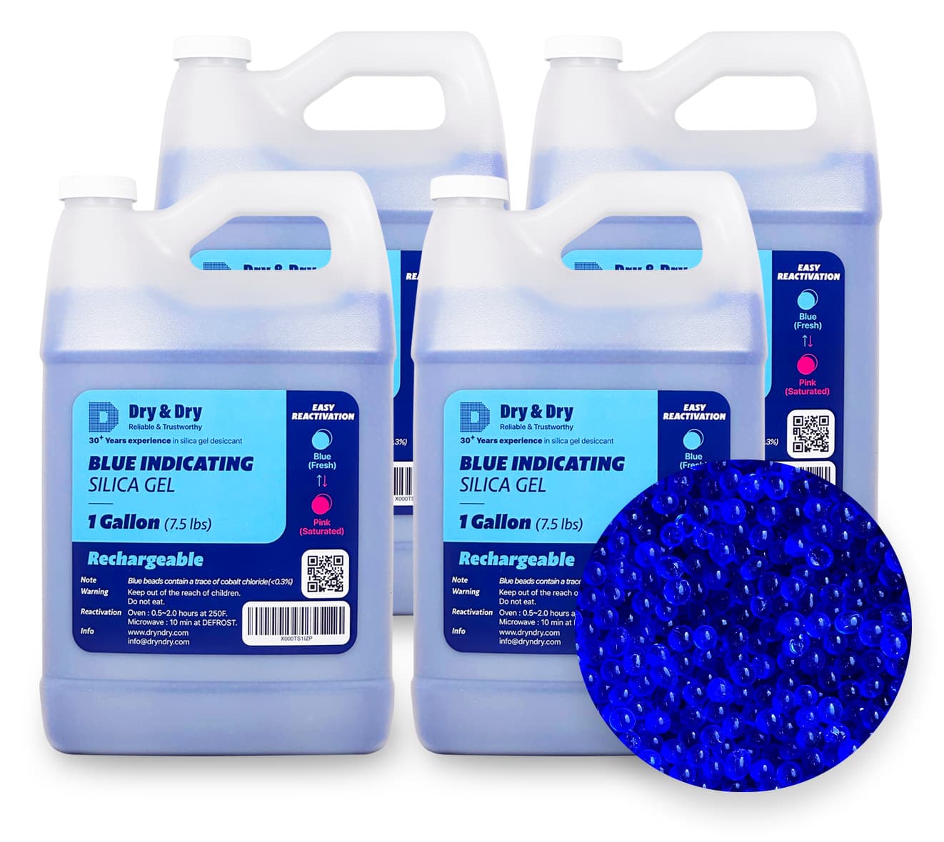 4 Gallon(30 LBS) "Dry & Dry" Premium Blue Indicating Silica Gel Desiccant Beads