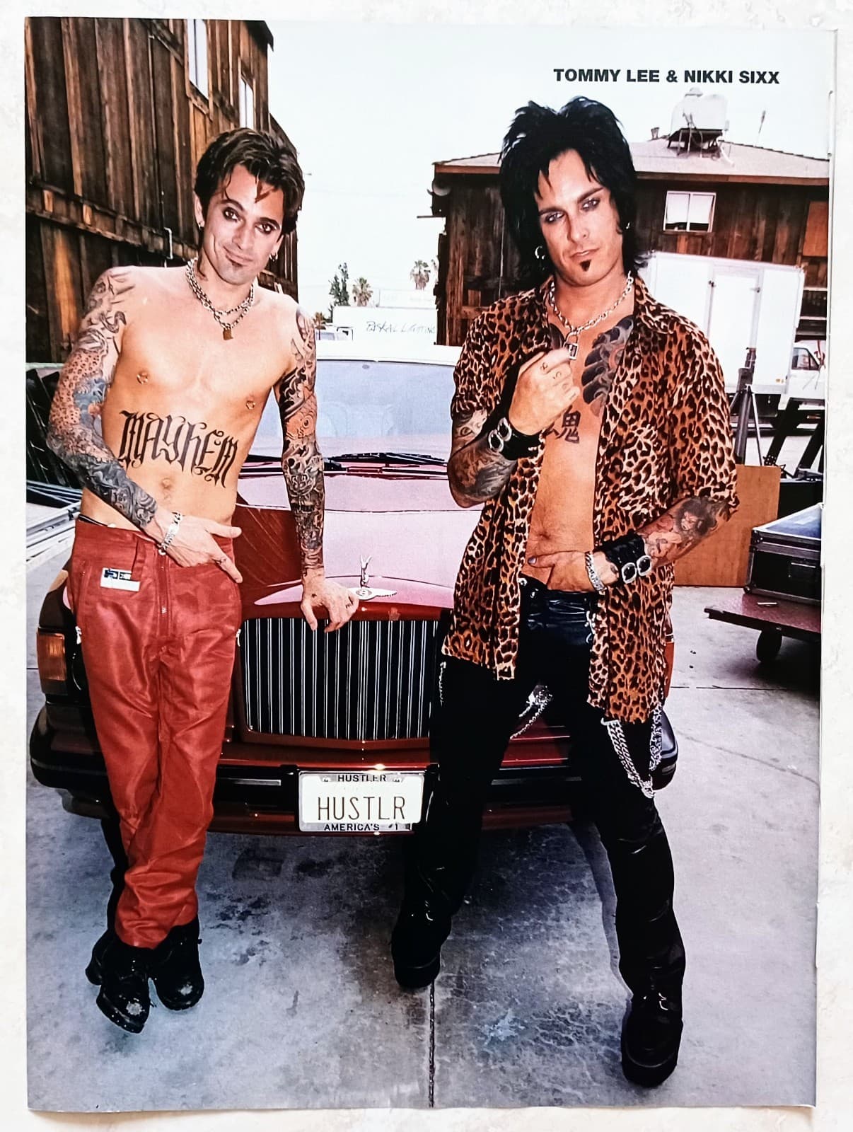 MOTLEY CRUE~NIKKI SIXX & TOMMY LEE~1997 POSTER~FULL PAGE MAGAZINE PINUP CLIPPING