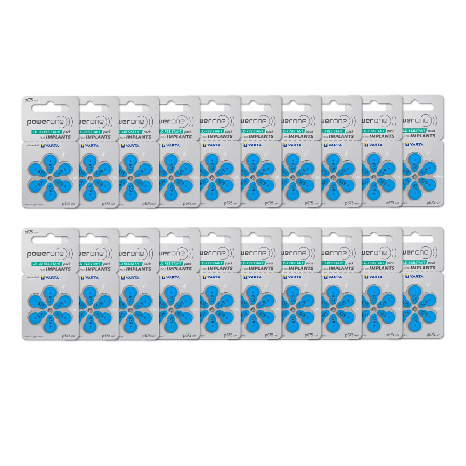 Power one Size 675P Cochlear Implant Plus Hearing Aid Batteries (120 Batteries)