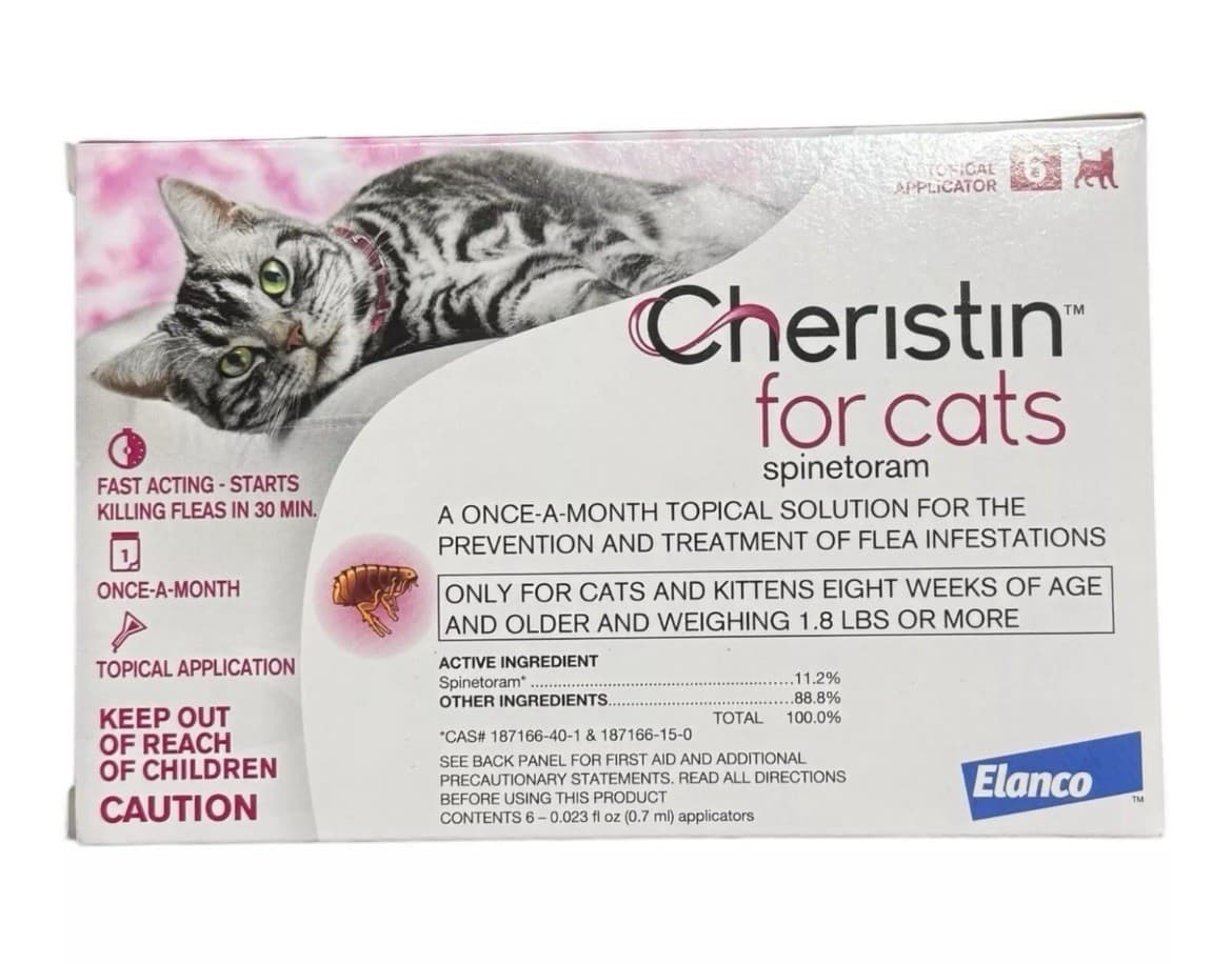 Cheristin For Cats Elanco 6 Doses Flea Treatment Prevention Topical Solution