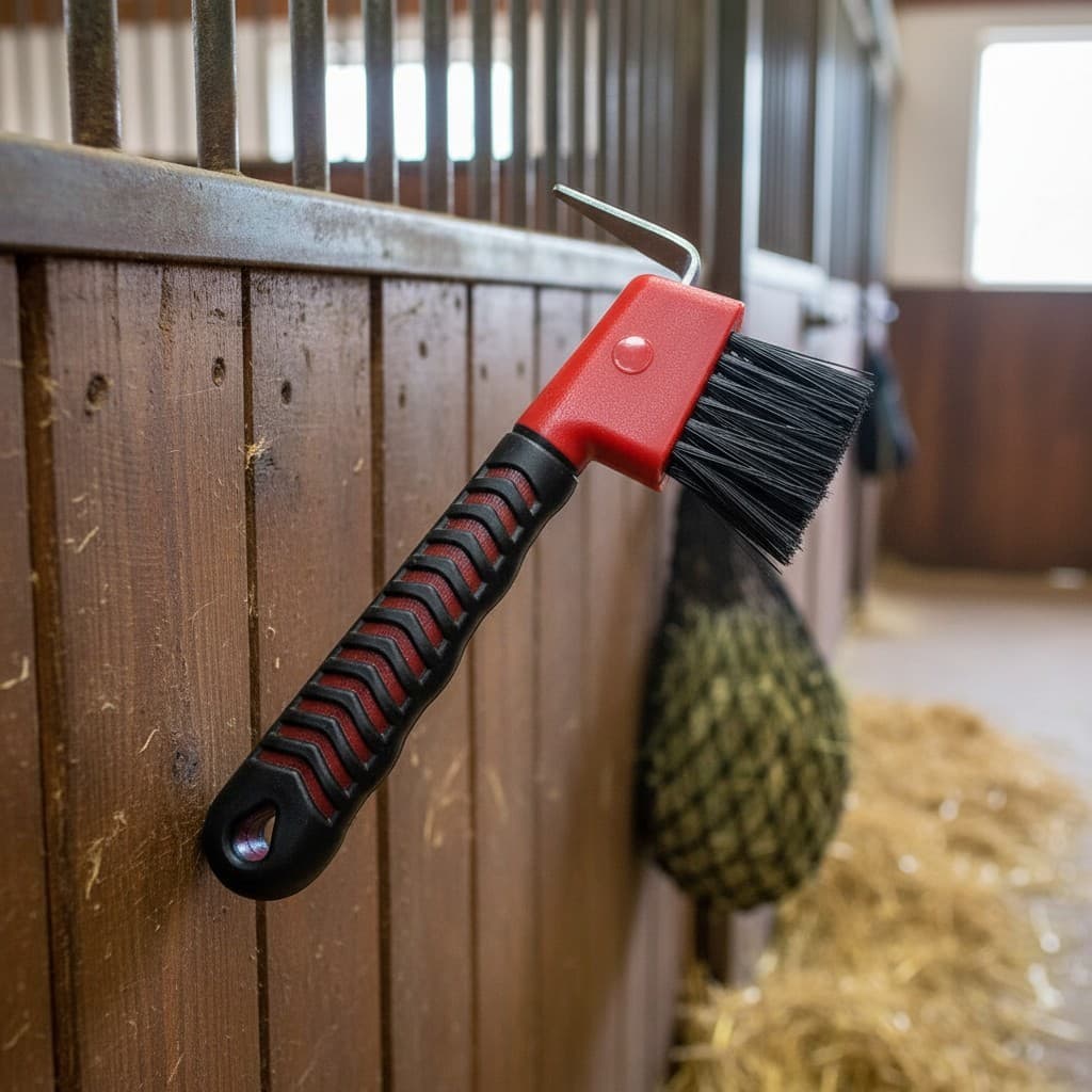 Durable Rubber Handle Hoof Pick and Brush Set for Effortless Hoof Cleaning