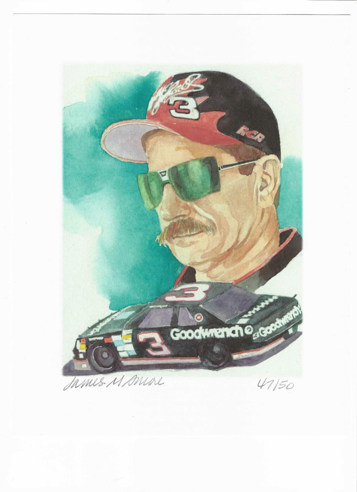 Dale Earnhardt Lithograph #'ed 47/50 Limited Edition Print Singed David M. Amore