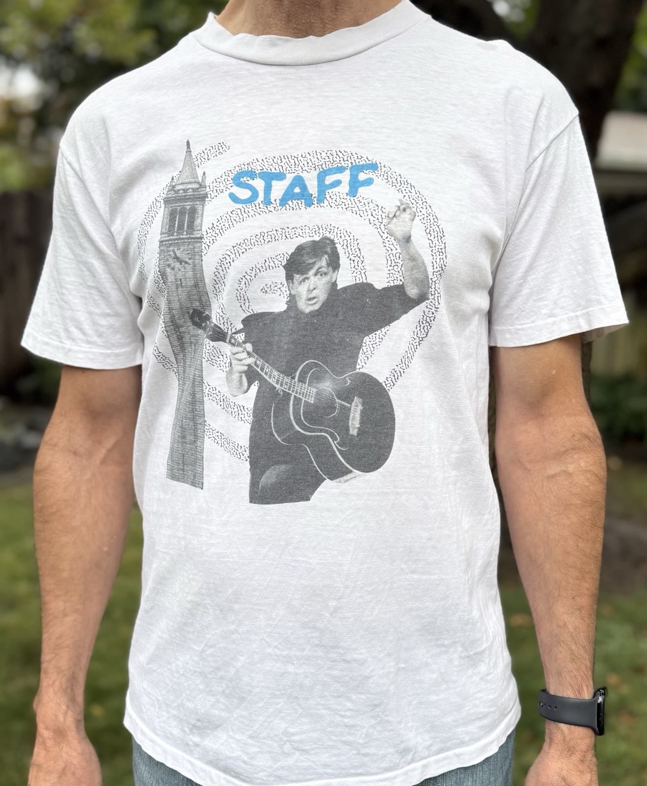 RARE 1990 Paul McCartney STAFF Concert Shirt UC Berkeley LARGE Bill Graham BGP