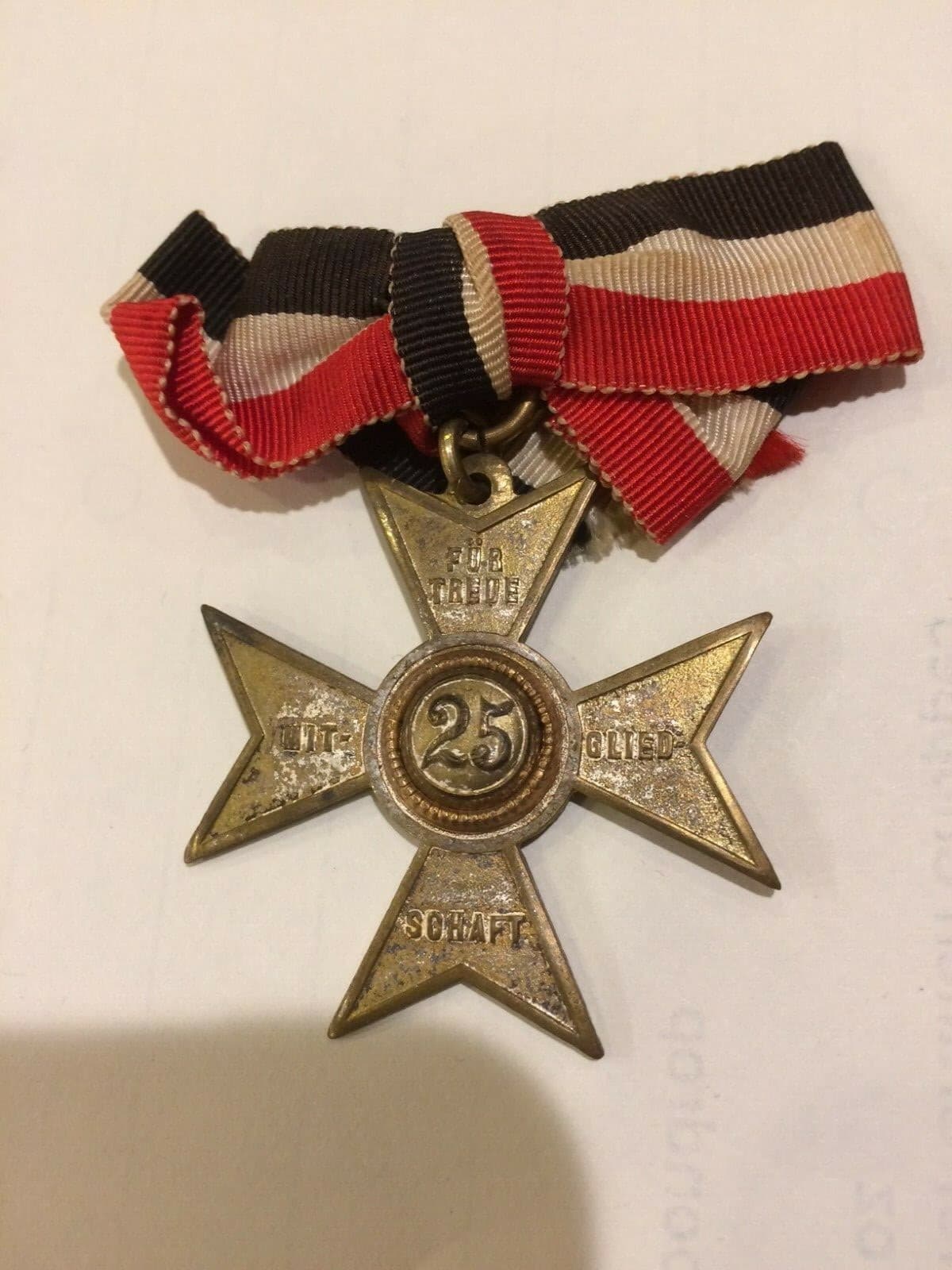 WW 1 Imperial German Veterans Bund Badge 25 year service