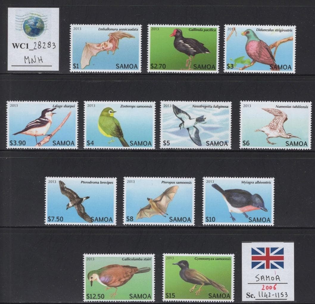 WC1_28283. BRITISH COL.: SAMOA. Beautiful 2006 BIRDS set. Sc. 1142-1153. MNH