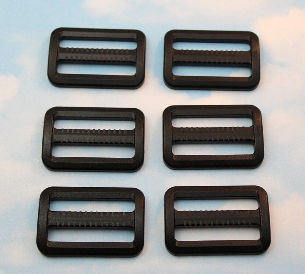 BLACK 1.5" HD "GRIPPING" WEBBING SLIDES - ADJUSTERS ~ 1-1/2" 6 Pack
