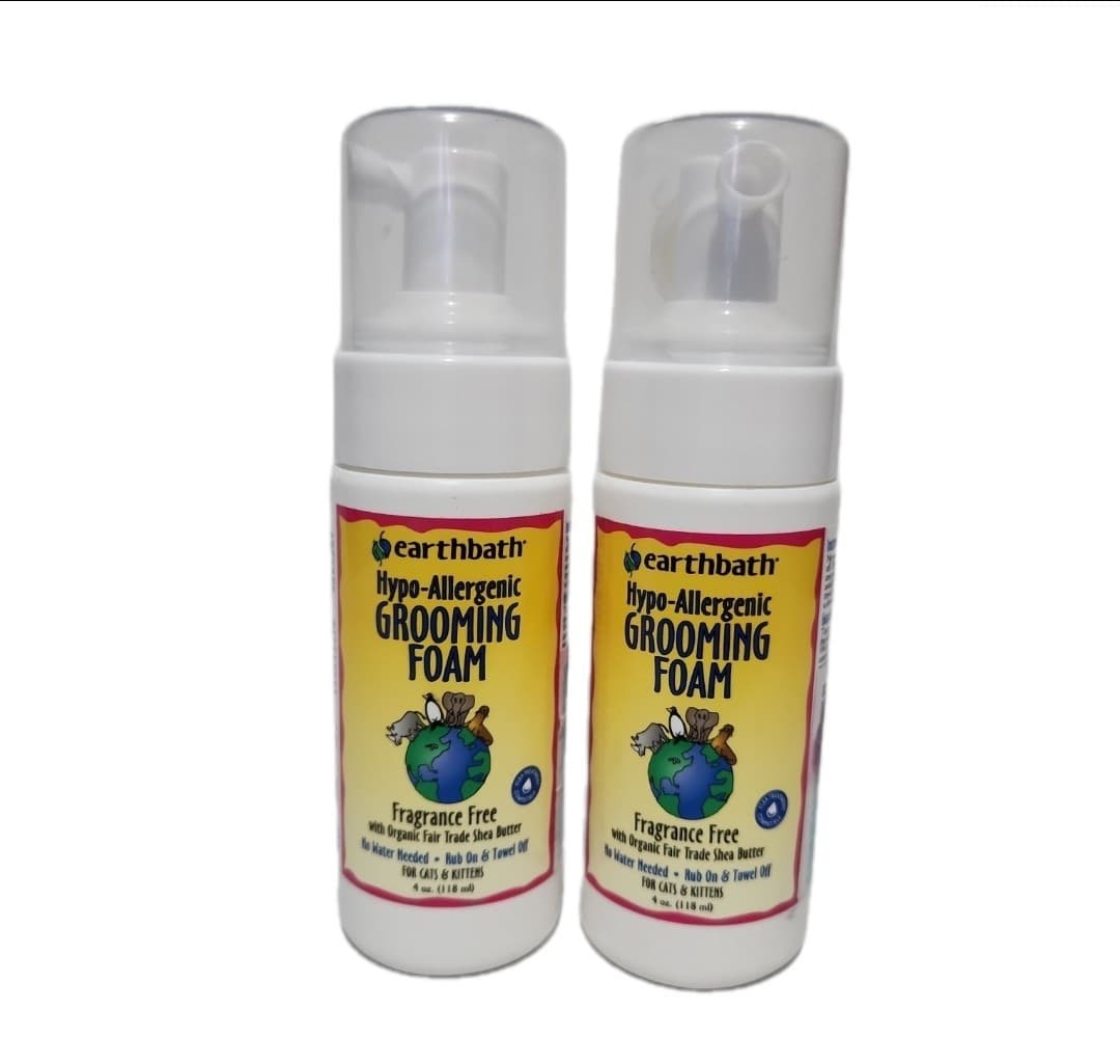 Earthbath Hypo-Allergenic Fragrance Free Grooming Foam Cats Kittens Lot - 4 Oz