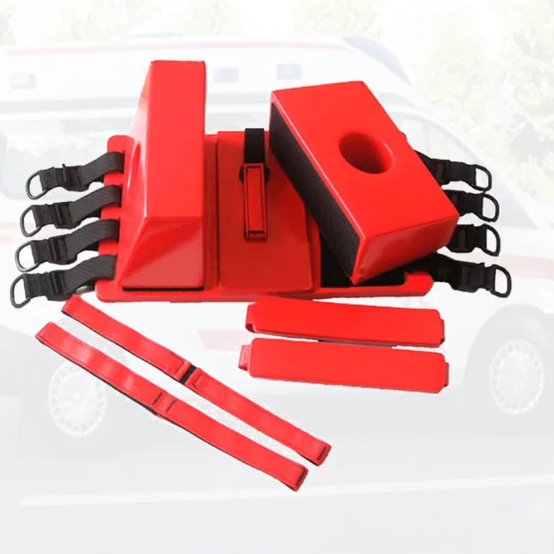 ROYALTEK Head Immobilizer for Backboard Spine Board Adjustable Straps Red