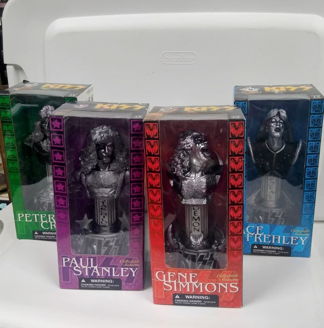 KISS 4pc METALLIC SILVER Collectible Statuettes Busts NIB Rare Variant Set