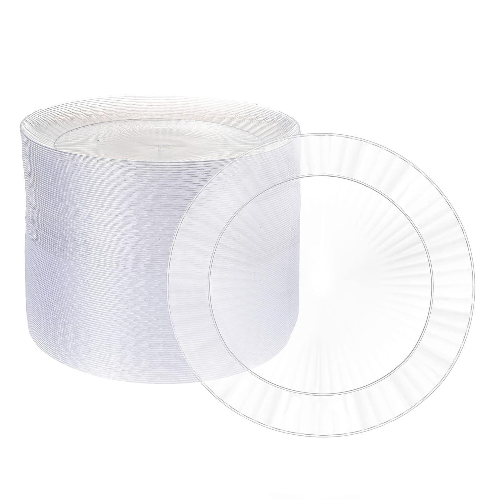 Ilyapa 100 Fancy Clear Plastic Plates, 6 Inch - Premuim Disposable Plastics