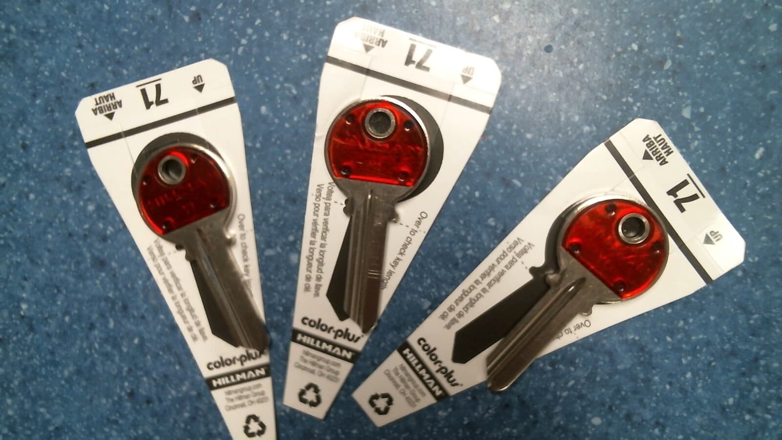 Hillman Color-Plus RED Blank Key LOT OF 3 (56171) FS