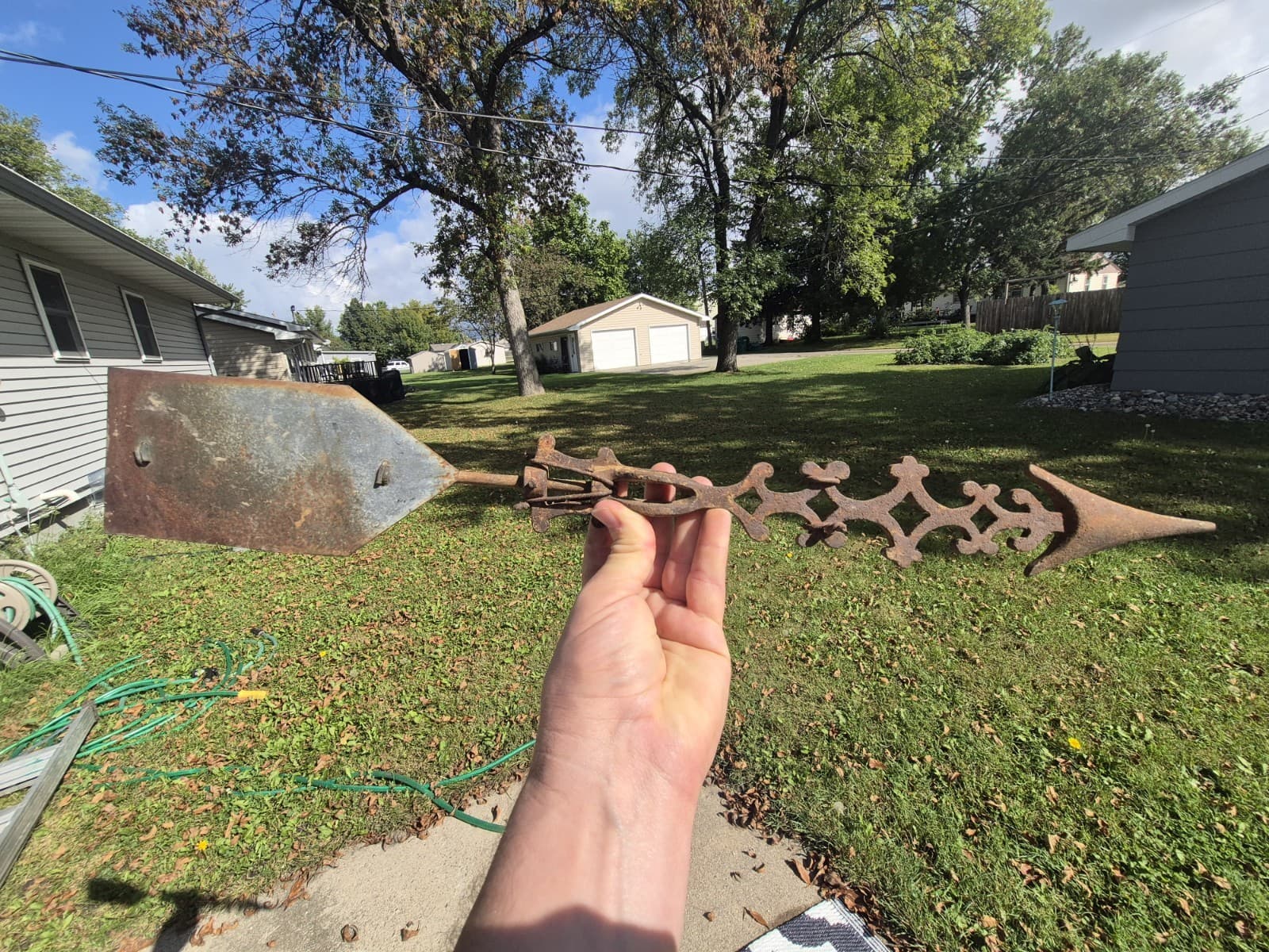 Antique Original Cast Iron Directional Weathervane Arrow Farm Decor