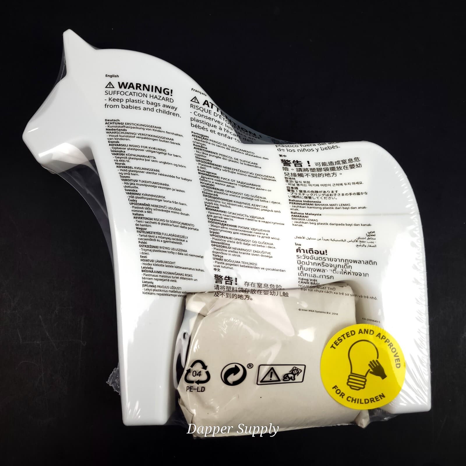 Ikea HASTHAGE Kids LED Wall Lamp Dala Horse white 10x 10x2" New HÄSTHAGE